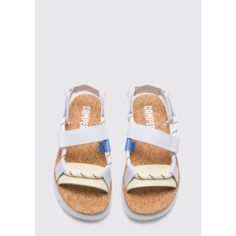 Camper White and Blue Women's Cork Footbed Sandals